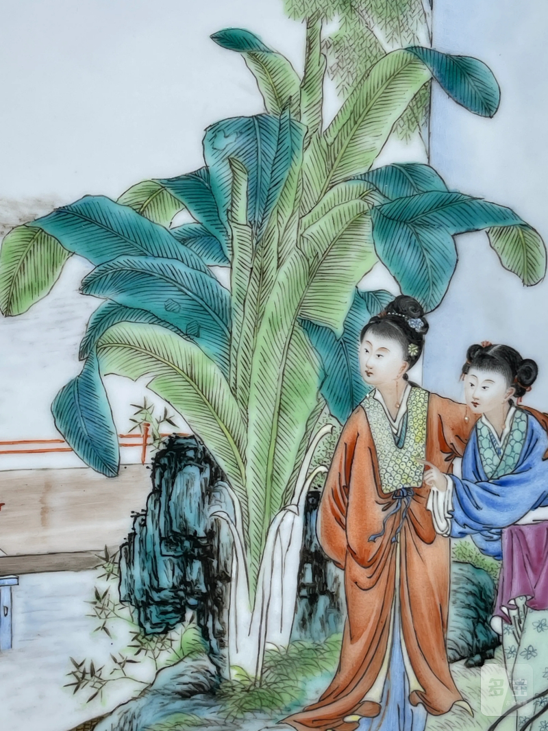 民国 熊晓峰画粉彩红楼梦纹瓷板一对 - 图4